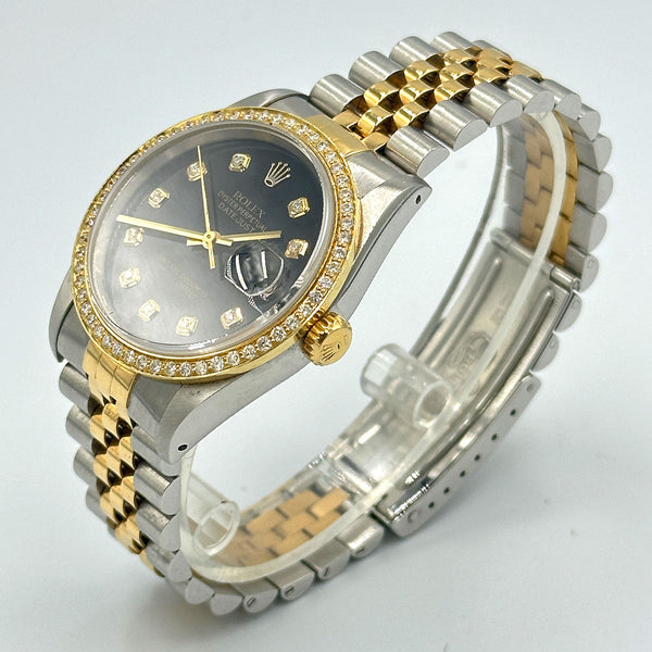 Rolex Datejust SS/18K  Black Diamond Dial & Diamond Bezel 1989