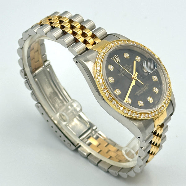 Rolex Datejust SS/18K  Black Diamond Dial & Diamond Bezel 1989