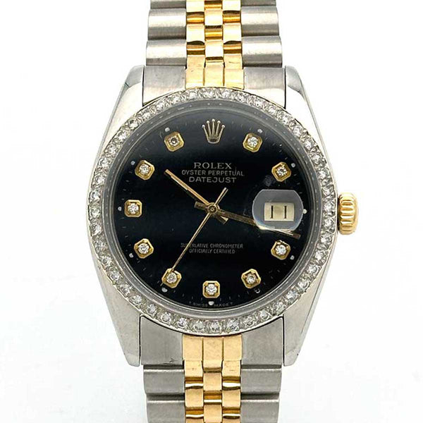 Rolex Datejust SS/18K Black Diamond Dial and Diamond Bezel (1980)