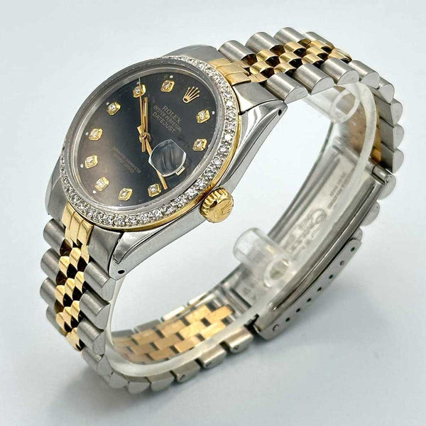 Rolex Datejust SS/18K Black Diamond Dial and Diamond Bezel (1980)