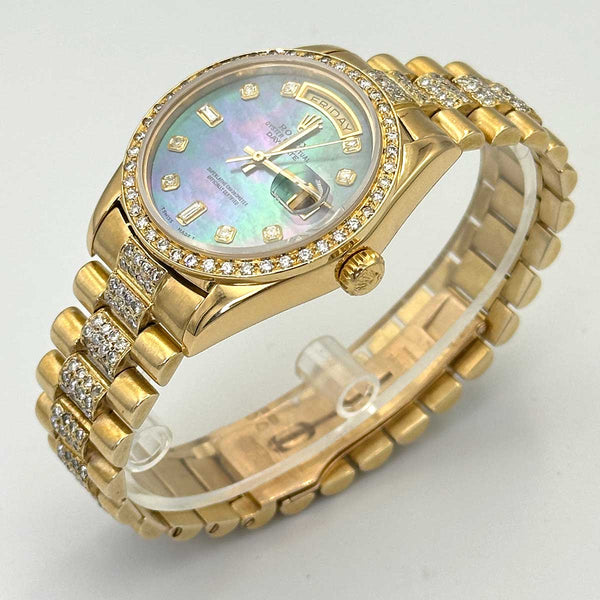 Rolex Day-Date President with Custom Opal Diamond Dial Bezel and Bracelet