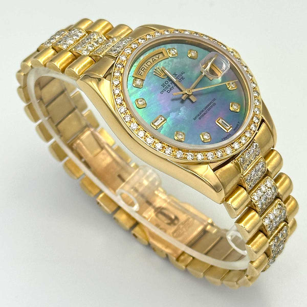 Rolex Day-Date President with Custom Opal Diamond Dial Bezel and Bracelet