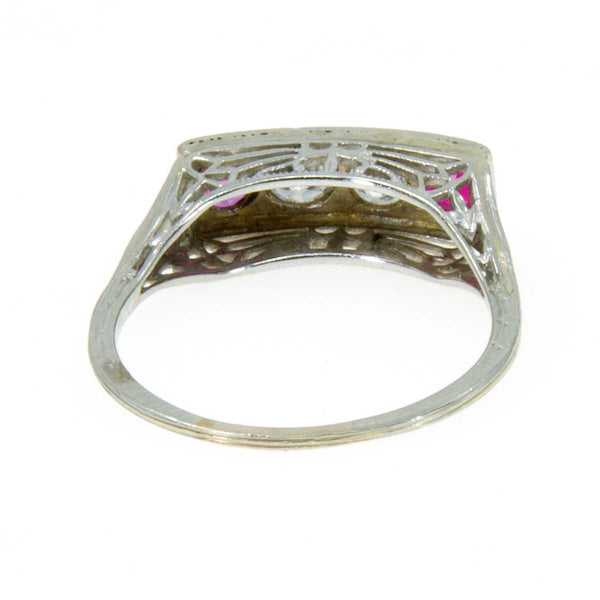 18K Ruby & Diamond Filigree Band Ring