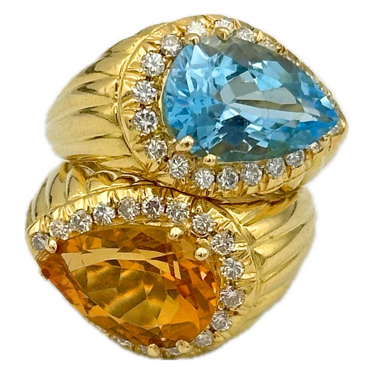 Sabbadini Toi et Moi Diamond & Gemstone Puzzle Ring | Chicago Pawners ...