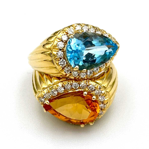 Sabbadini Toi et Moi Diamond & Gemstone Puzzle Ring