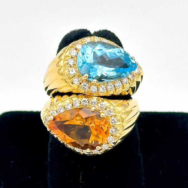 Sabbadini Toi et Moi Diamond & Gemstone Puzzle Ring