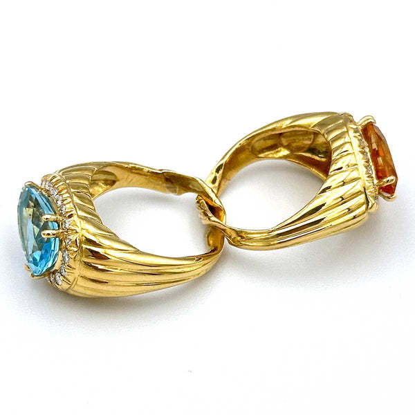 Sabbadini Toi et Moi Diamond & Gemstone Puzzle Ring