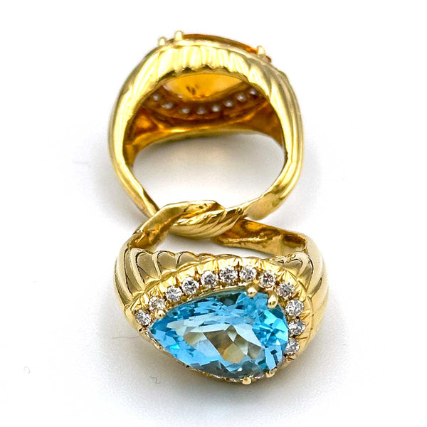 Sabbadini Toi et Moi Diamond & Gemstone Puzzle Ring