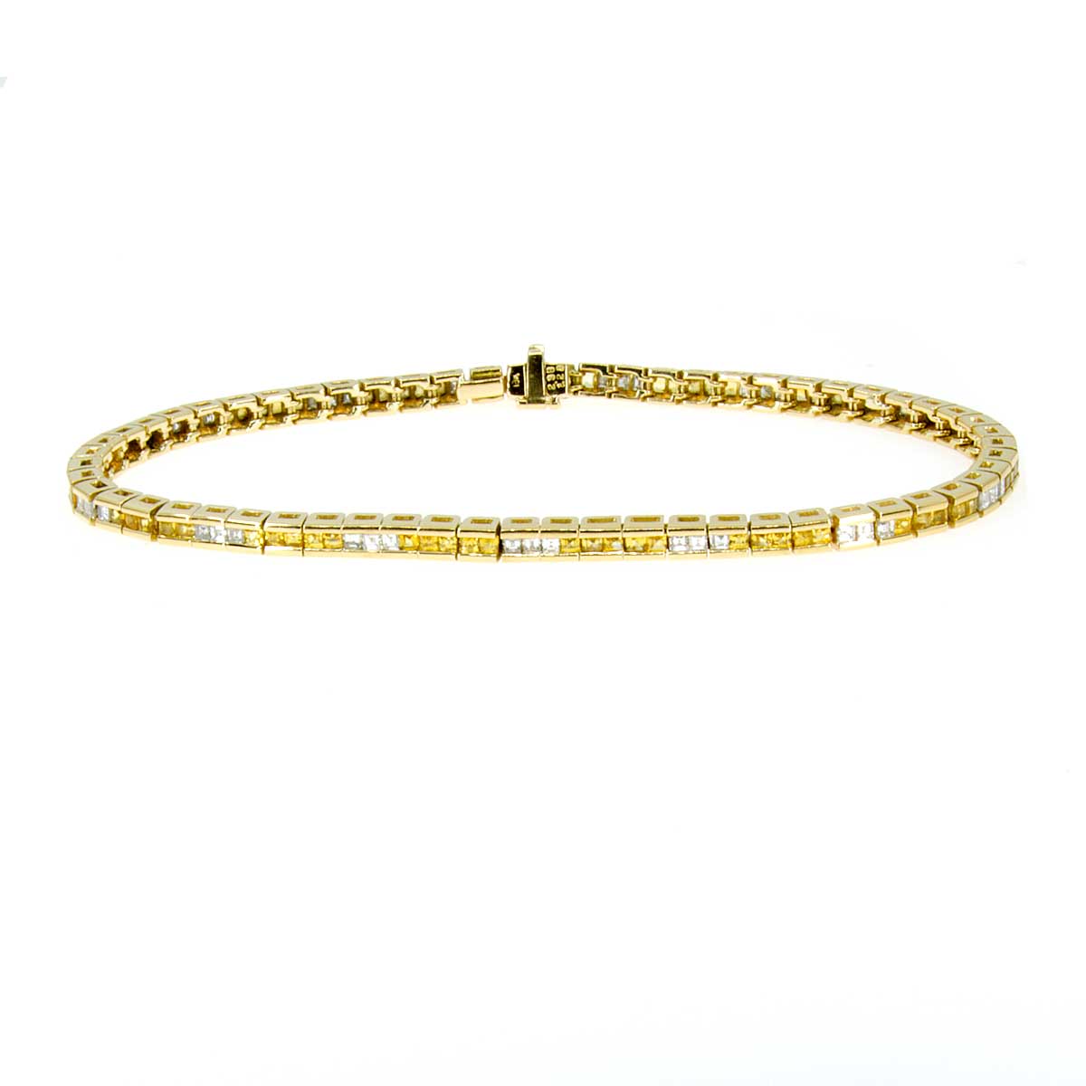 Alluring 4.14 Ct Round Cut Yellow Sapphire Chain Bracelet in 18K Yellow  Gold For Sale at 1stDibs