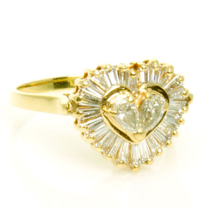 1.00ct Pear & Baguette Diamond Heart Ring - Chicago Pawners & Jewelers