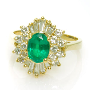 2.15ct Emerald & Diamond Ballerina Ring - Chicago Pawners & Jewelers