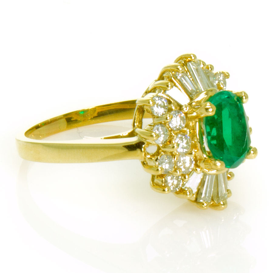 2.15ct Emerald & Diamond Ballerina Ring - Chicago Pawners & Jewelers
