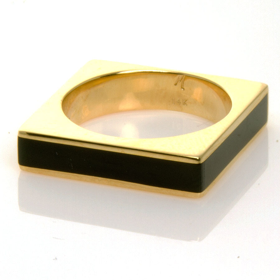 Modernist 14kt Black Onyx Square Ring - Chicago Pawners & Jewelers
