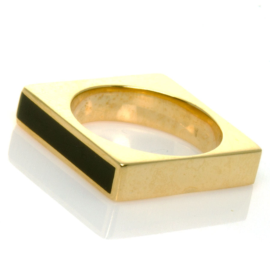 Modernist 14kt Black Onyx Square Ring - Chicago Pawners & Jewelers
