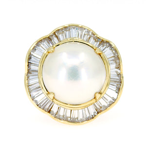 Mabe Pearl & Diamond Ballerina Ring - Chicago Pawners & Jewelers