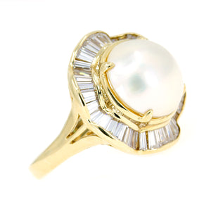 Mabe Pearl & Diamond Ballerina Ring - Chicago Pawners & Jewelers