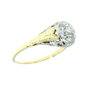 White & Yellow Gold Filigree Diamond Cluster Ring - Chicago Pawners & Jewelers