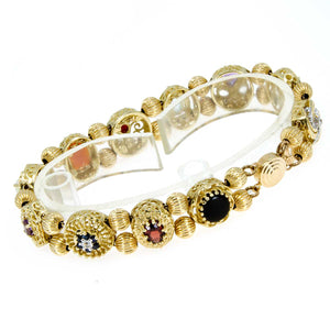 14kt Diamond & Gemstone Slide Charm Bracelet - Chicago Pawners & Jewelers