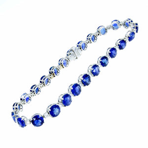 15.72ct Sapphire & Diamond Tennis Bracelet - Chicago Pawners & Jewelers