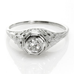 Art Deco Filigree Solitaire Engagement Ring - Chicago Pawners & Jewelers
