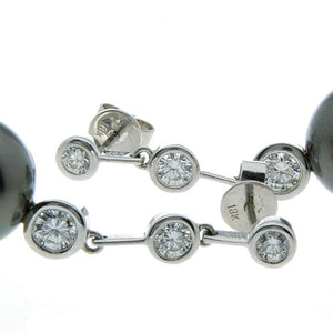 Tahitian Black Pearl & Diamond Earrings - Chicago Pawners & Jewelers