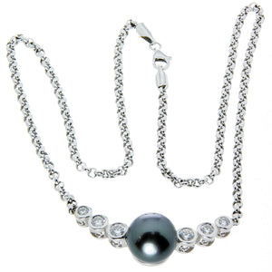 Tahitian Black Pearl & Diamond Necklace - Chicago Pawners & Jewelers