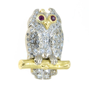 18k Diamond and Ruby Owl Pin/Pendant - Chicago Pawners & Jewelers