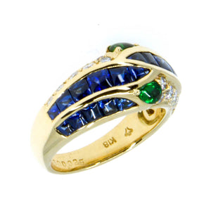 3.85ct Sapphire Tsavorite Garnet & Diamond Ring - Chicago Pawners & Jewelers