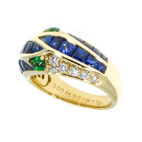 3.85ct Sapphire Tsavorite Garnet & Diamond Ring