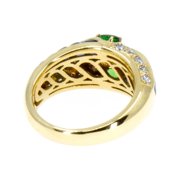 3.85ct Sapphire Tsavorite Garnet & Diamond Ring