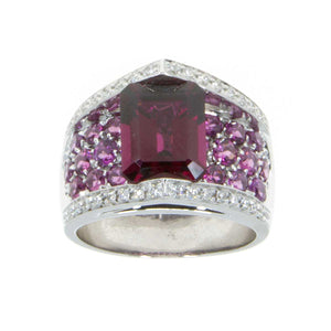 Rhodolite Garnet Pink Tourmaline & Diamond Ring 18kt - Chicago Pawners & Jewelers