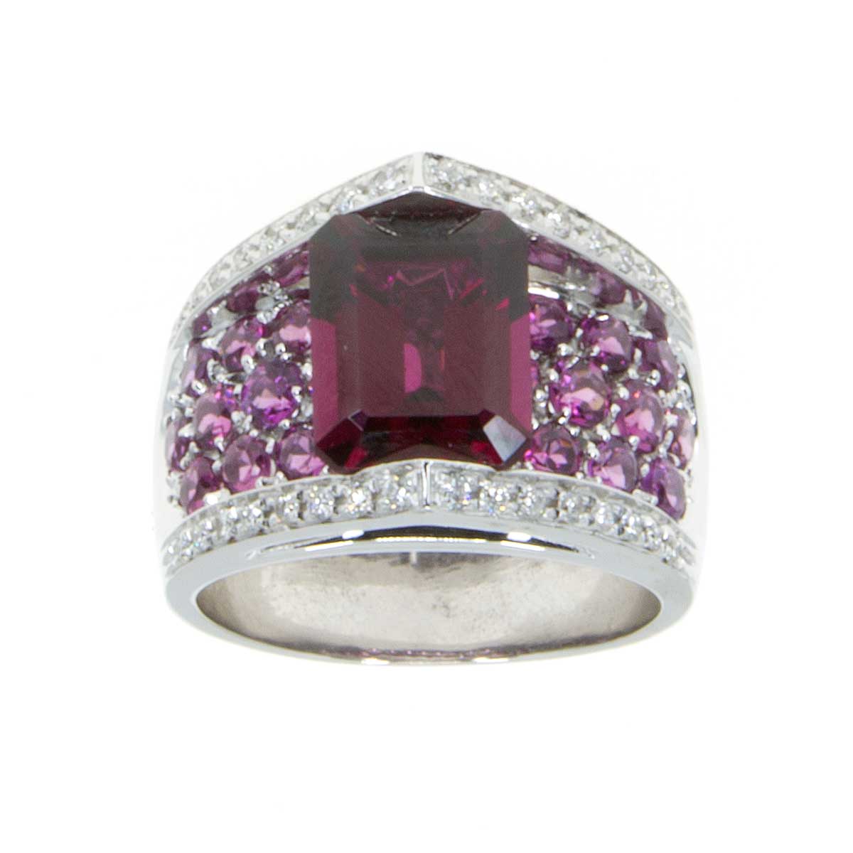 Rhodolite Garnet Pink Tourmaline Diamond Ring 18kt Chicago