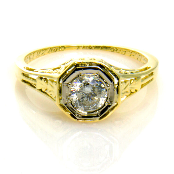 1920s Filigree Solitaire Diamond Engagement Ring - Chicago Pawners & Jewelers
