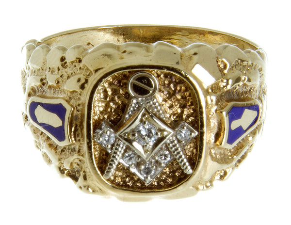 1970s Diamond & Enamel Masonic Ring - Chicago Pawners & Jewelers