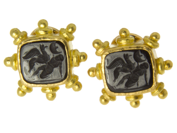 Elizabeth Locke Onyx Intaglio Earrings - Chicago Pawners & Jewelers