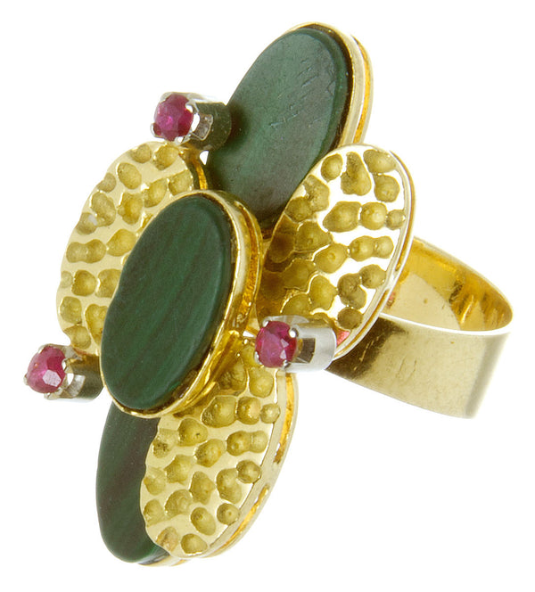 1970s 18kt Malachite & Ruby Ring - Chicago Pawners & Jewelers