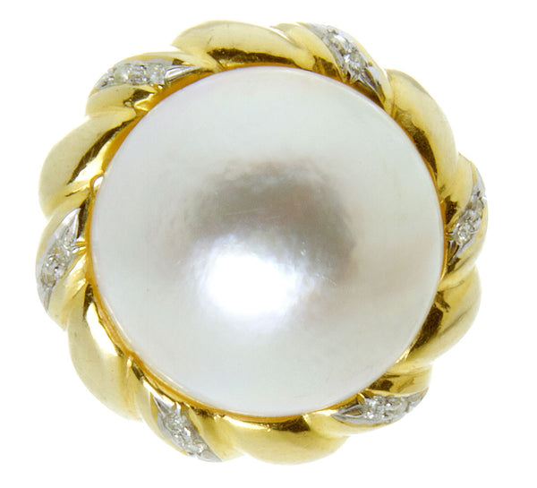 14kt Mabe Pearl & Diamond Ring - Chicago Pawners & Jewelers