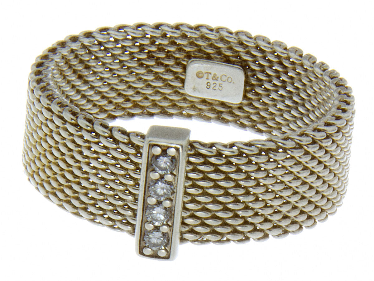 Tiffany & Co. Somerset 18K Yellow Gold & Diamond Mesh Ring - Brilliance  Jewels