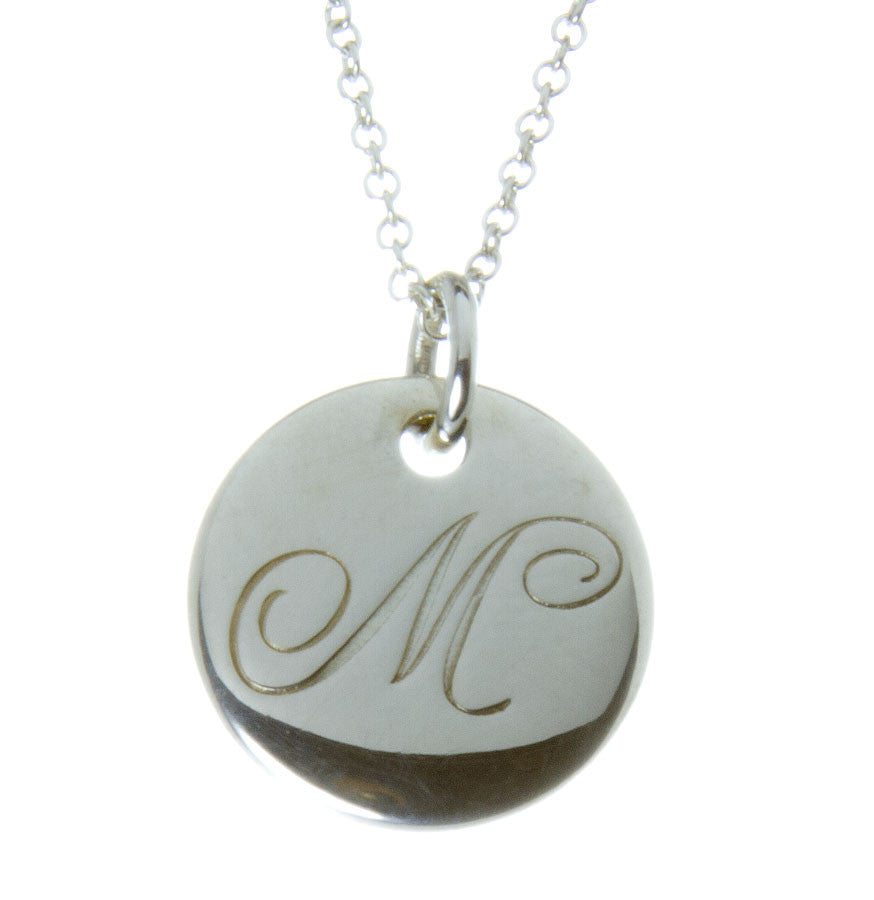 Sterling Silver Necklace Initial Disc Necklace Tiffany Tiffany