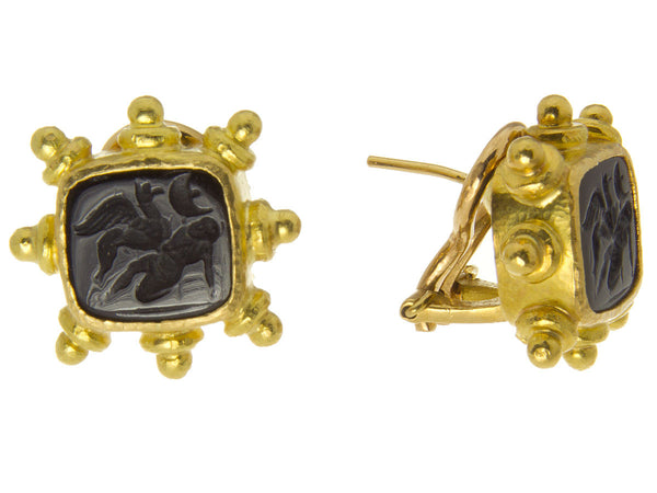 Elizabeth Locke Onyx Intaglio Earrings - Chicago Pawners & Jewelers