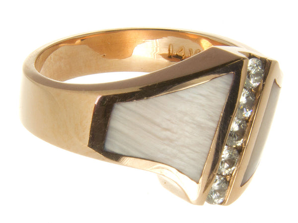 14K Mother of Pearl & Diamond Ring - Chicago Pawners & Jewelers