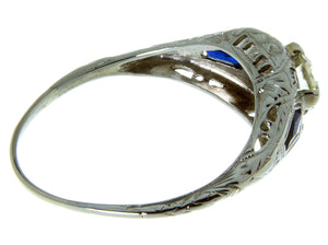 Art Deco Diamond & Sapphire Engagement Ring - Chicago Pawners & Jewelers