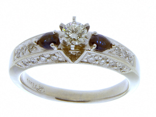 1.18ct Diamond & Sapphire Engagement Ring - Chicago Pawners & Jewelers