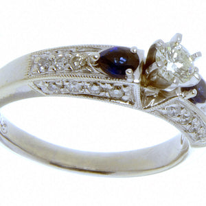 1.18ct Diamond & Sapphire Engagement Ring - Chicago Pawners & Jewelers