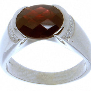 4.50ct Garnet & Diamond Ring in 18K White Gold - Chicago Pawners & Jewelers