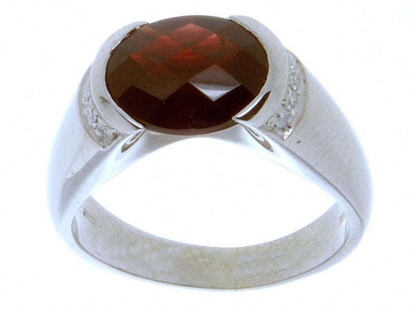 4.50ct Garnet & Diamond Ring in 18K White Gold - Chicago Pawners & Jewelers