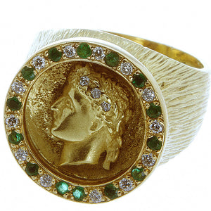 1960s Emerald & Diamond Caesar Ring - Chicago Pawners & Jewelers