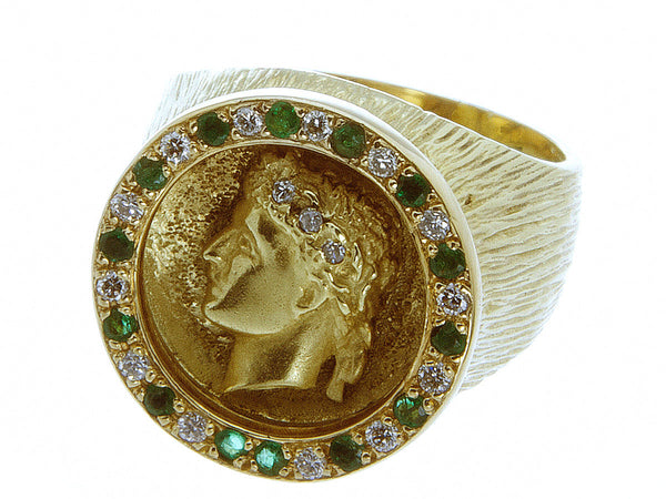 1960s Emerald & Diamond Caesar Ring - Chicago Pawners & Jewelers