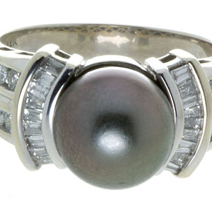 Black Pearl & Diamond Ring - Chicago Pawners & Jewelers