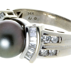 Black Pearl & Diamond Ring - Chicago Pawners & Jewelers
